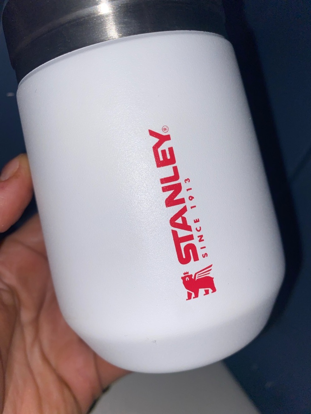 Stanley Stainless Steel White Tumbler with Lid and Red Logo 10oz. - Picture 2 of 4